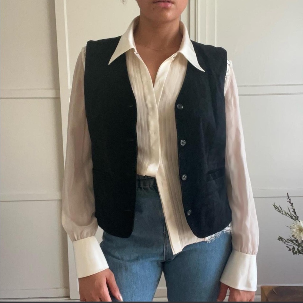 Vintage Black Suede Leather Vest